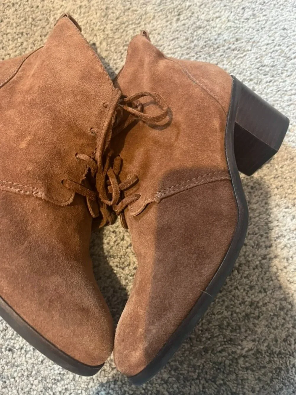 NURTURE BROWN BLOCK HEEL BOOTIES SUEDE LEATHER SZ 7.5M